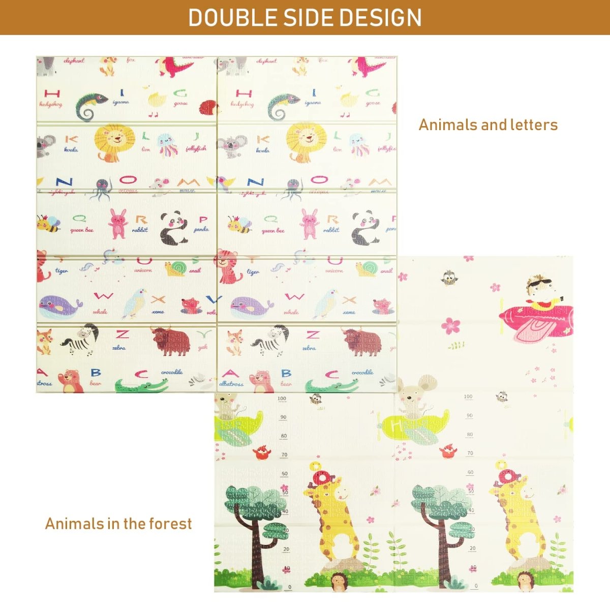 Foldable Baby Play Mat with Reversible Prints and Waterproof Surface - Babies Mall