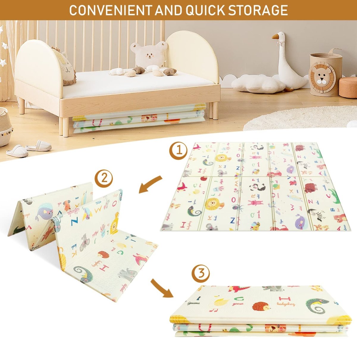 Foldable Baby Play Mat with Reversible Prints and Waterproof Surface - Babies Mall