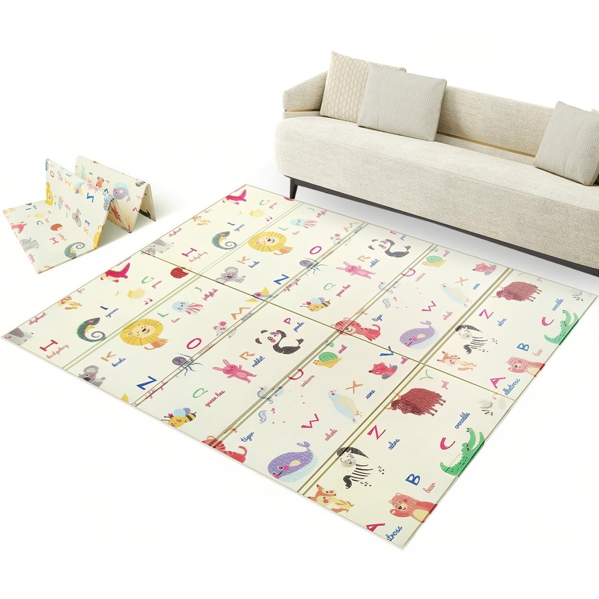 Foldable Baby Play Mat with Reversible Prints and Waterproof Surface - Babies Mall