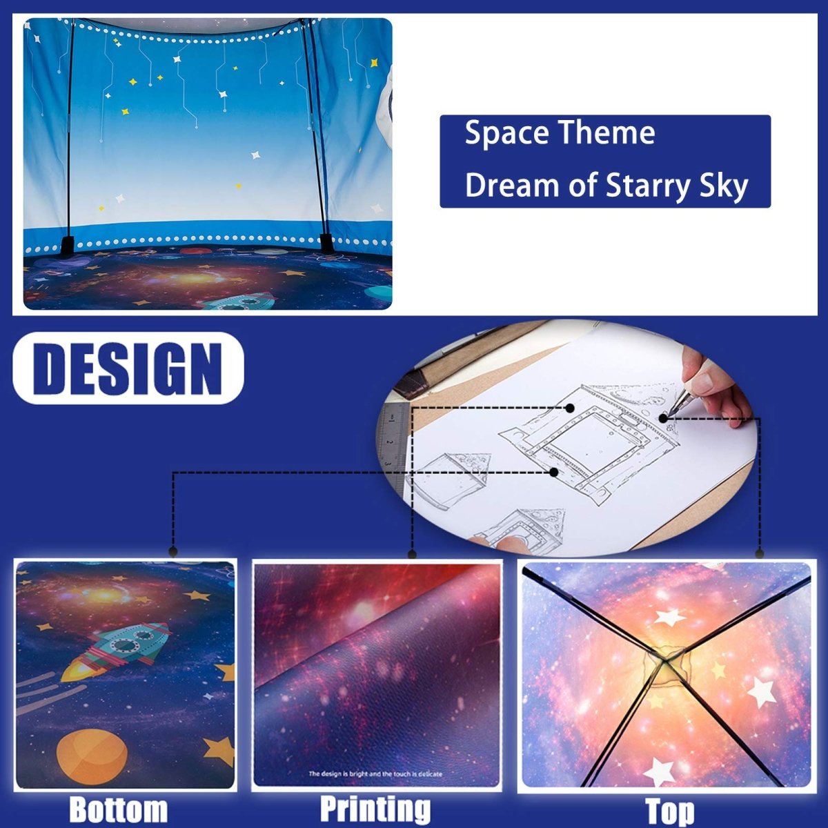 Foldable Rocket - Themed Kids Tent Playhouse for Indoor & Outdoor - Babies Mall