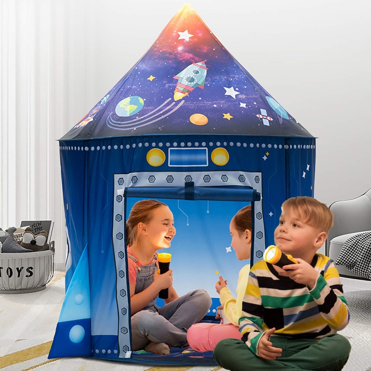 Foldable Rocket - Themed Kids Tent Playhouse for Indoor & Outdoor - Babies Mall