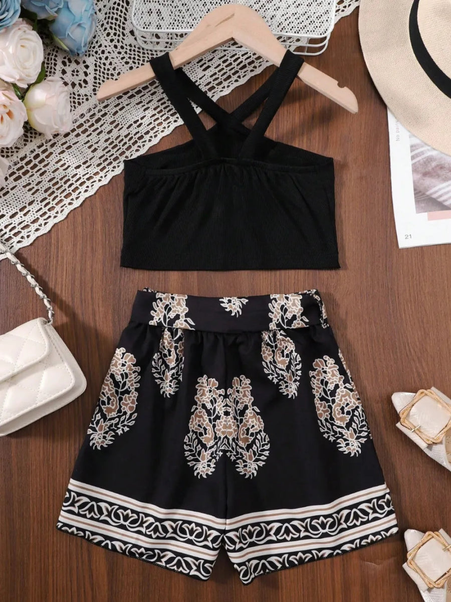 Girls Two - Piece Outfit Set with Tied Top and Pants – Ages 8 - 12 - Babies Mall