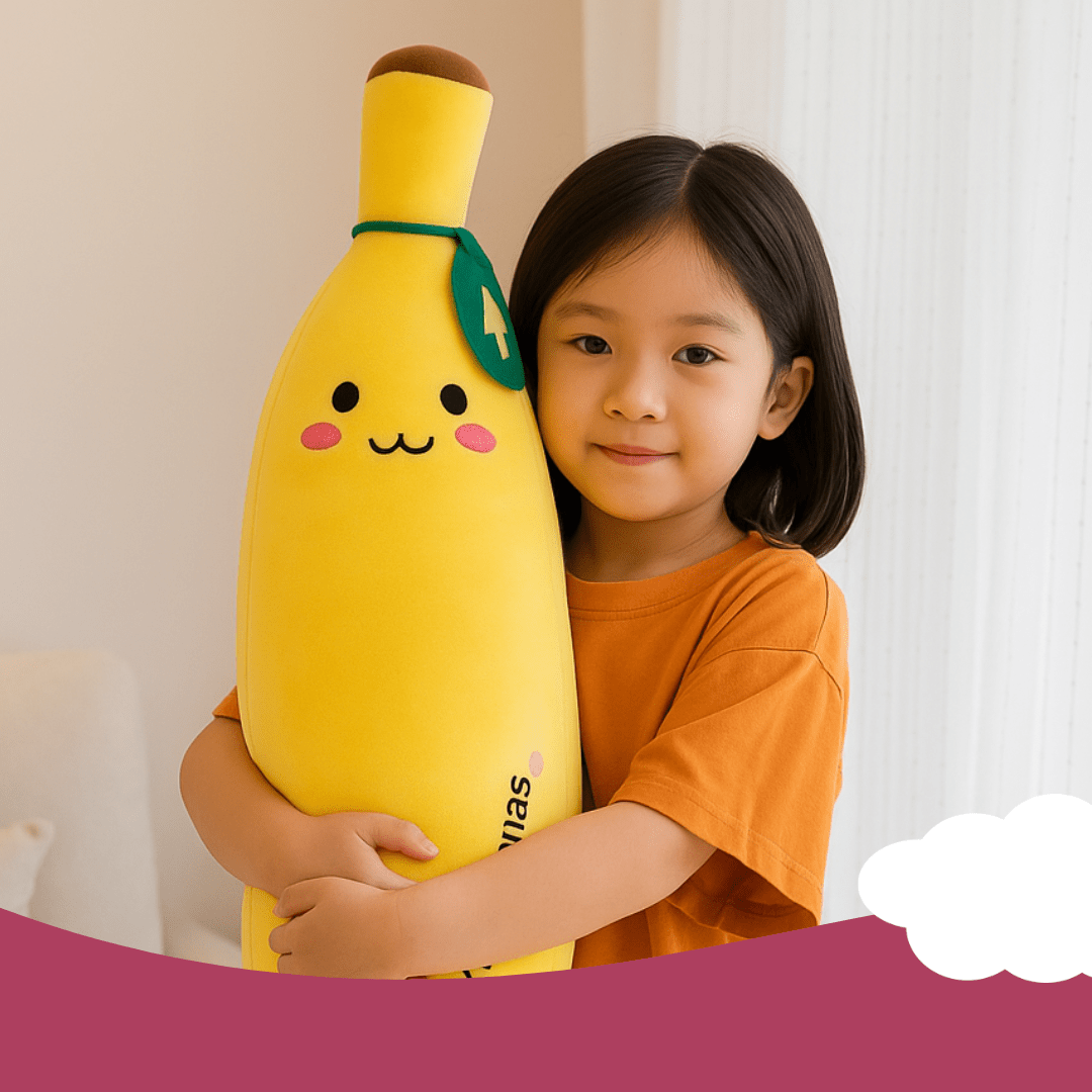 Happy Banana Plush Pillow – 4 Sizes (13.8, 19.7, 27.6, 31.5 inches) - Babies Mall