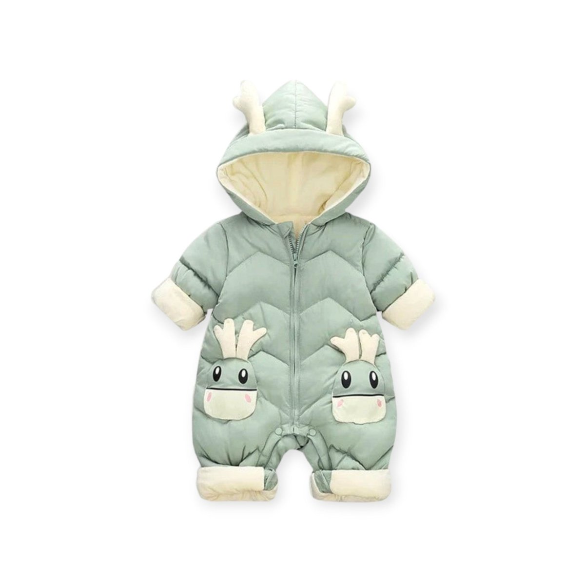 Hooded Baby Romper with Ears Warm Winter Jumpsuit 6M - 3 years - Babies Mall