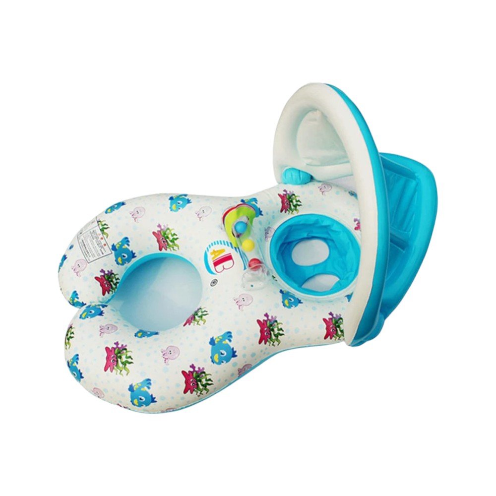 Inflatable Baby Pool Float with Sunshade 18 to 36 months - Babies Mall