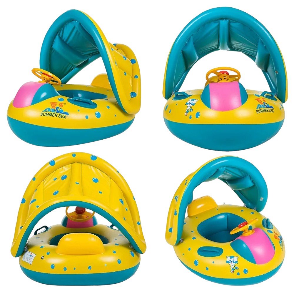Inflatable Baby Pool Float with Sunshade 18 to 36 months - Babies Mall
