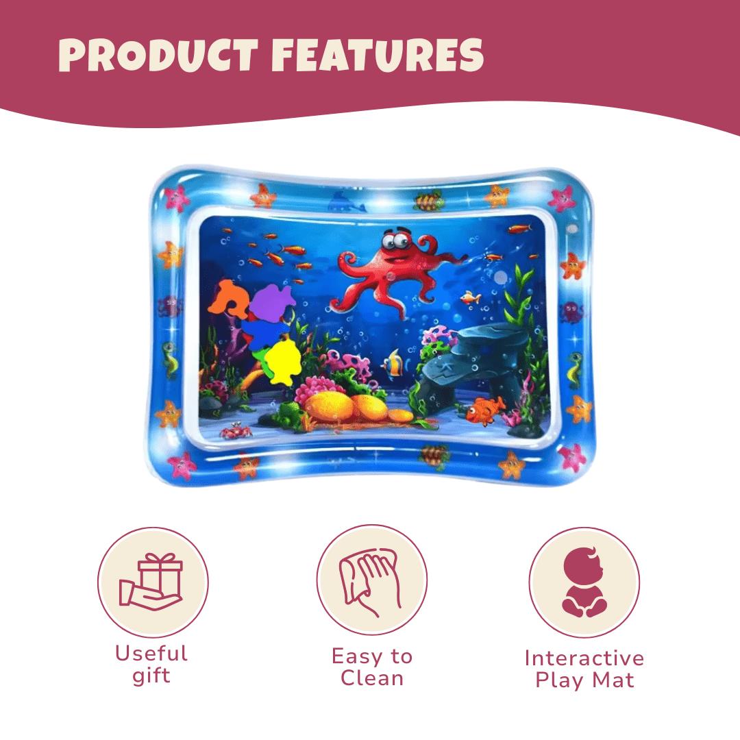 Inflatable Tummy Time Water Mat for Babies, 26×20in Sensory Surface - Babies Mall