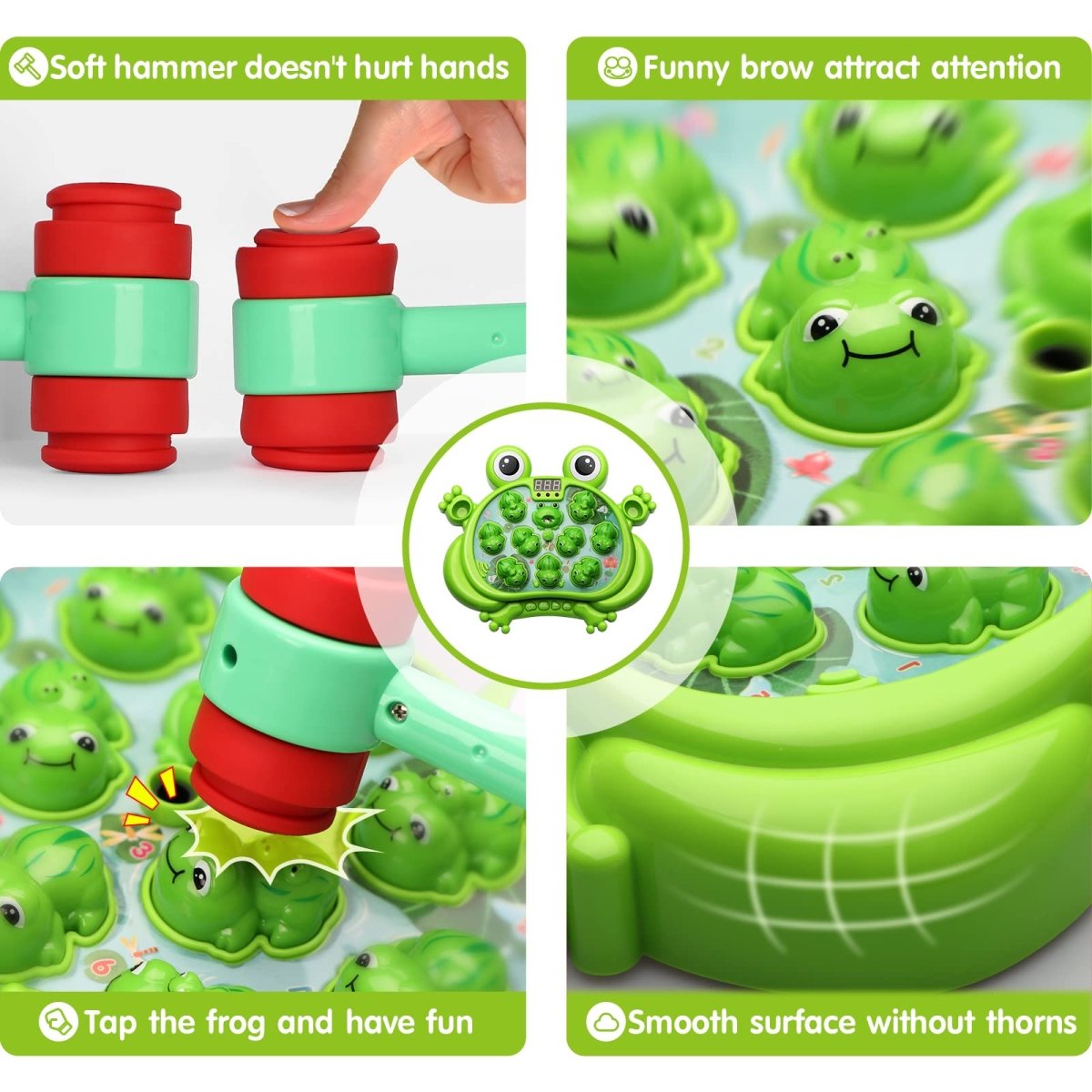Interactive Frog Hammer Toy Light - Up, Spraying, Musical Game - Babies Mall