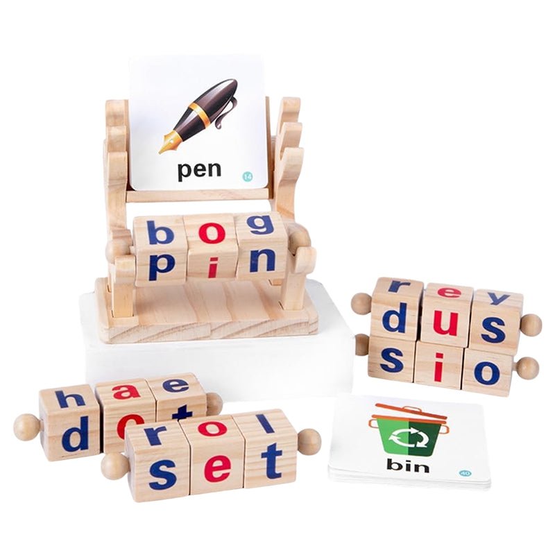Interactive Wooden Word Game Set, 40 Spelling Cards for Early Practice - Babies Mall