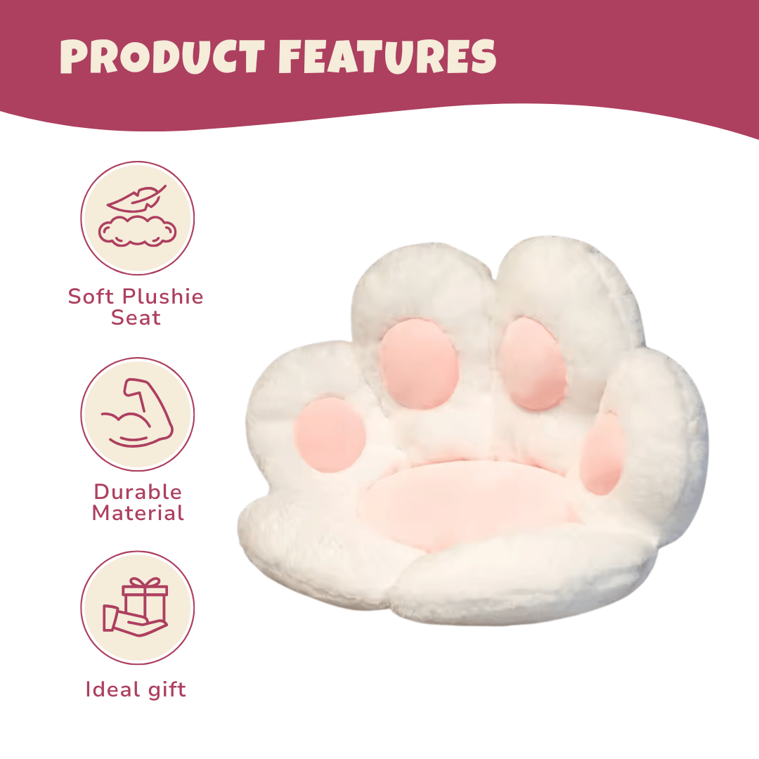 Kawaii Cat Paw Plush Cushion – Soft Cotton Floor Pillow and Nap Doll - Babies Mall