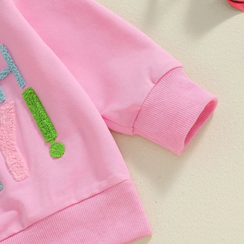 Kids Girls Outfit Long Sleeve Embroidery Letters Sweatshirt Tulle Skirt Birthday Clothes - Babies Mall