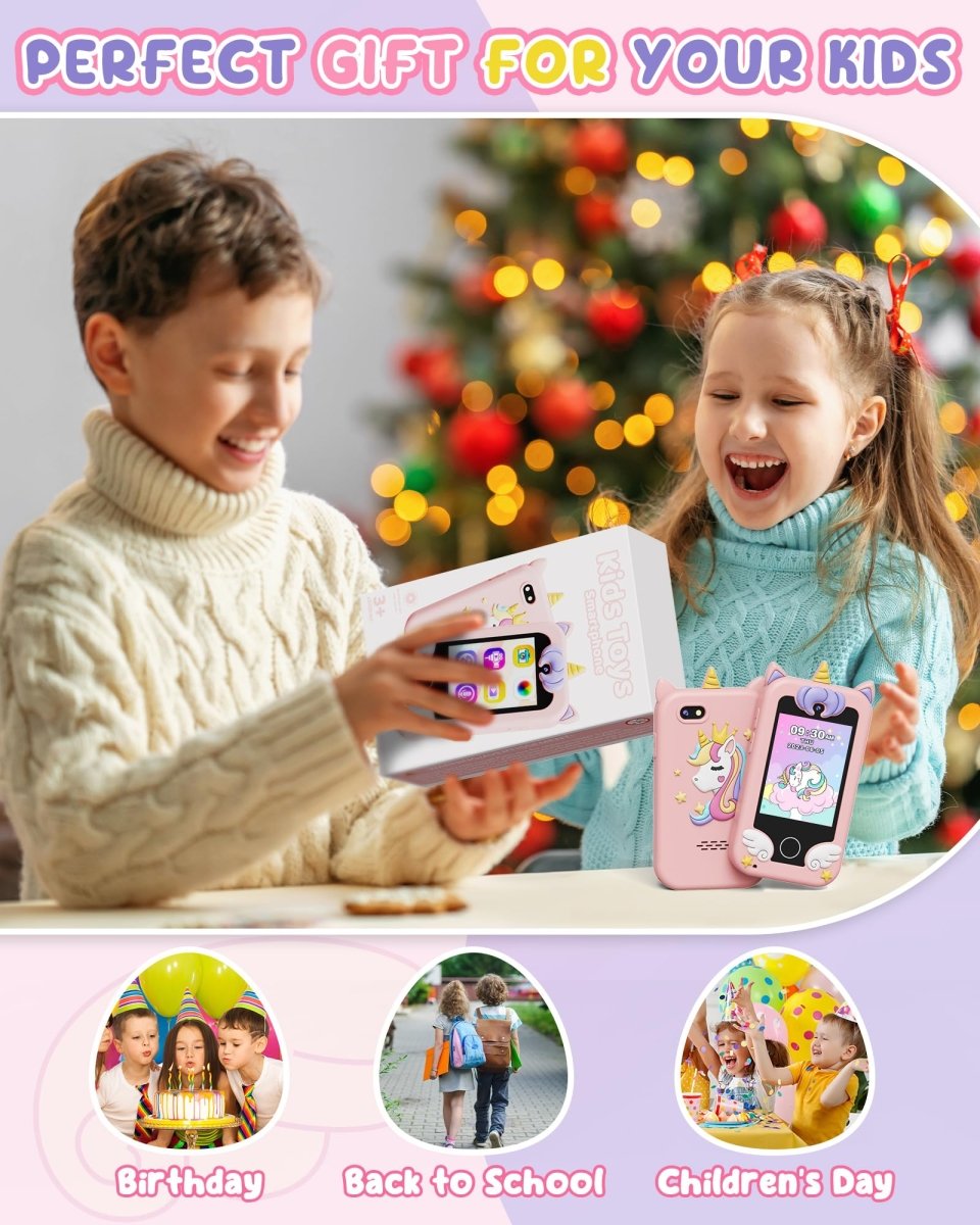Kids Smart Phone Toy, Dual Camera & MP3 Player, Toddler Learning Games - Babies Mall