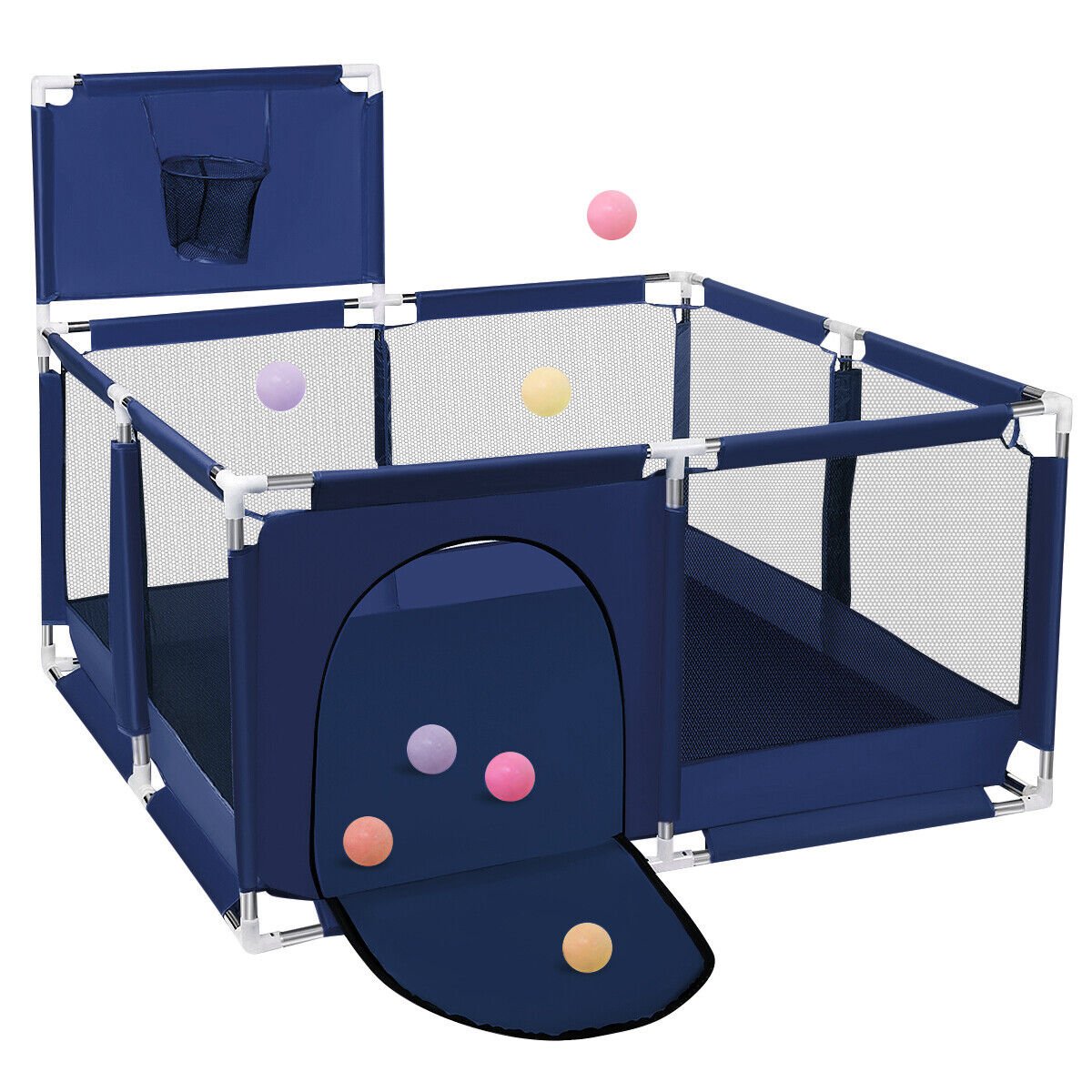 Large Baby Playpen 72x48in with Breathable Mesh and Barrier - Babies Mall