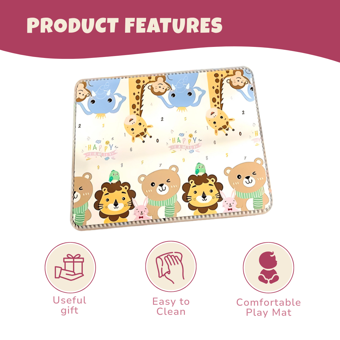 Large Foldable Baby Play Mat, Double - Sided Surface and Cushioned Foam - Babies Mall