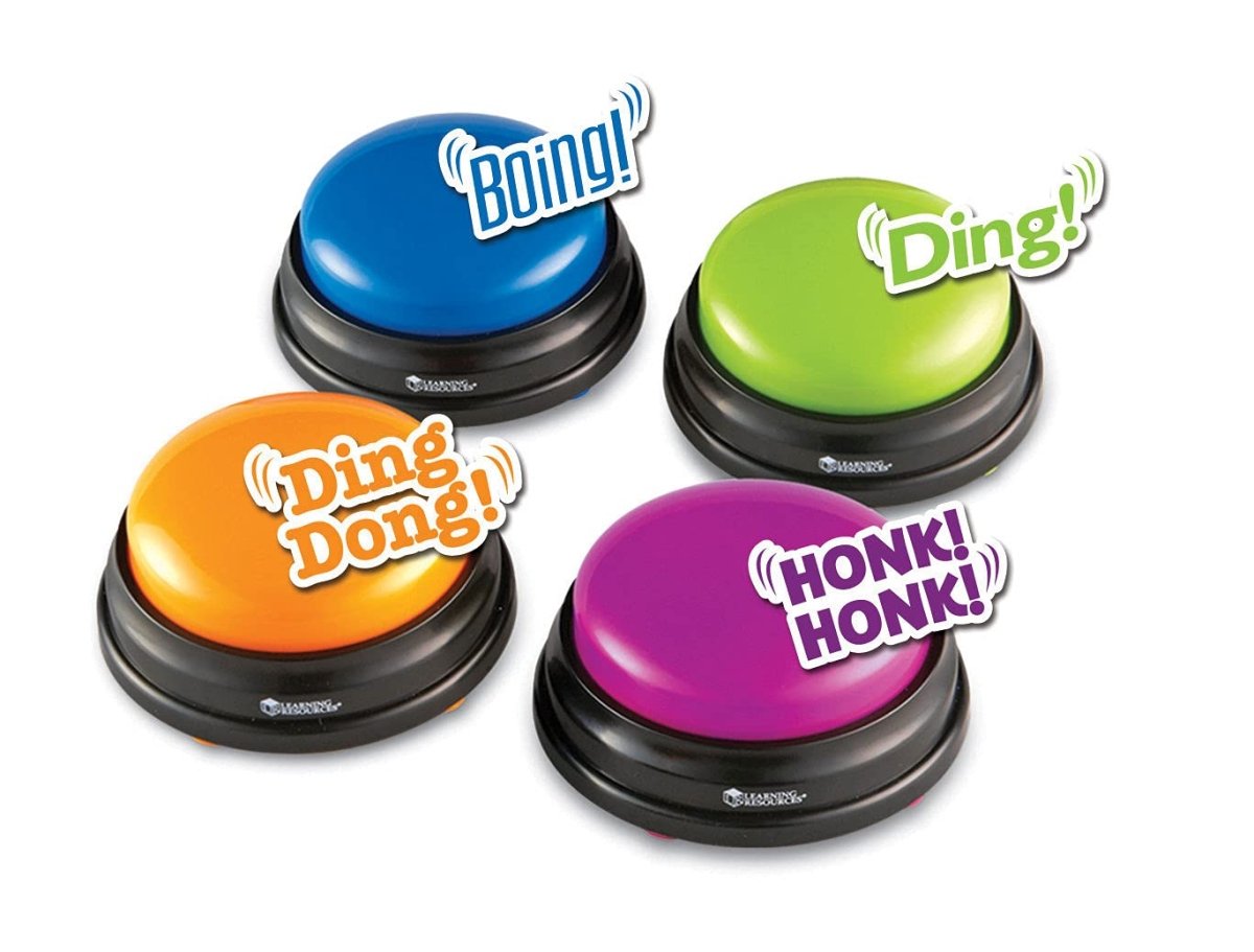 Learning Game Show Buzzers Set of 4 Colorful Pre - Recorded Sounds - Babies Mall