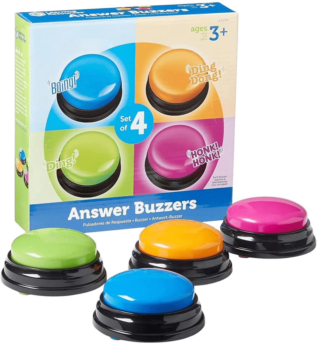 Learning Game Show Buzzers Set of 4 Colorful Pre - Recorded Sounds - Babies Mall