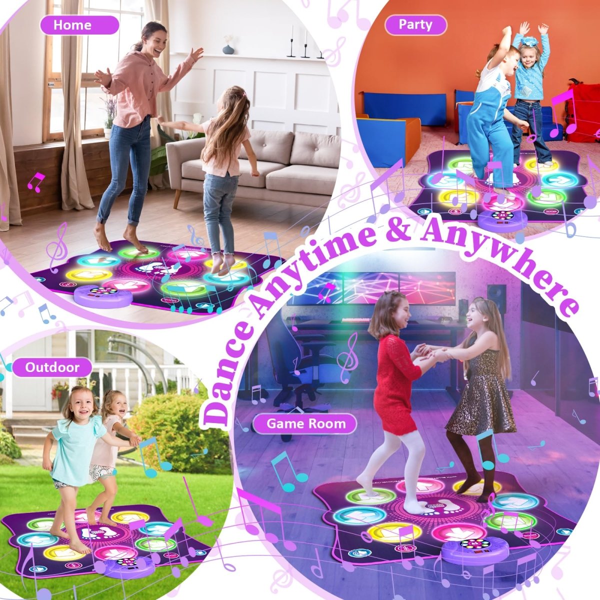 Light - Up Dance Mat for Kids, Bluetooth Music, Rechargeable Game Pad - Babies Mall