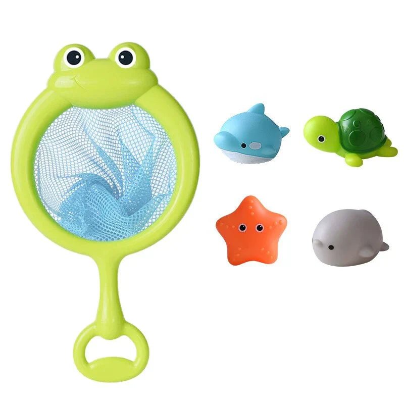 Light - Up Sea Animals Bath Toy Set With Net And Fishing Rod Toddlers - Babies Mall