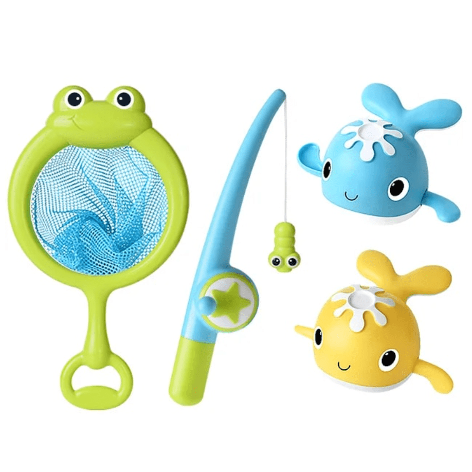 Light - Up Sea Animals Bath Toy Set With Net And Fishing Rod Toddlers - Babies Mall