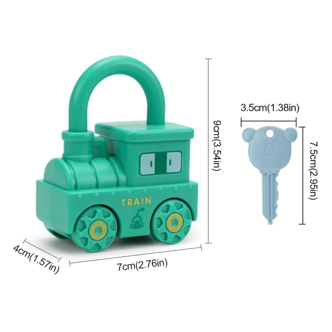 Lock and Key Matching Toy Set with 6 Vehicle Locks and Numbered Keys - Babies Mall