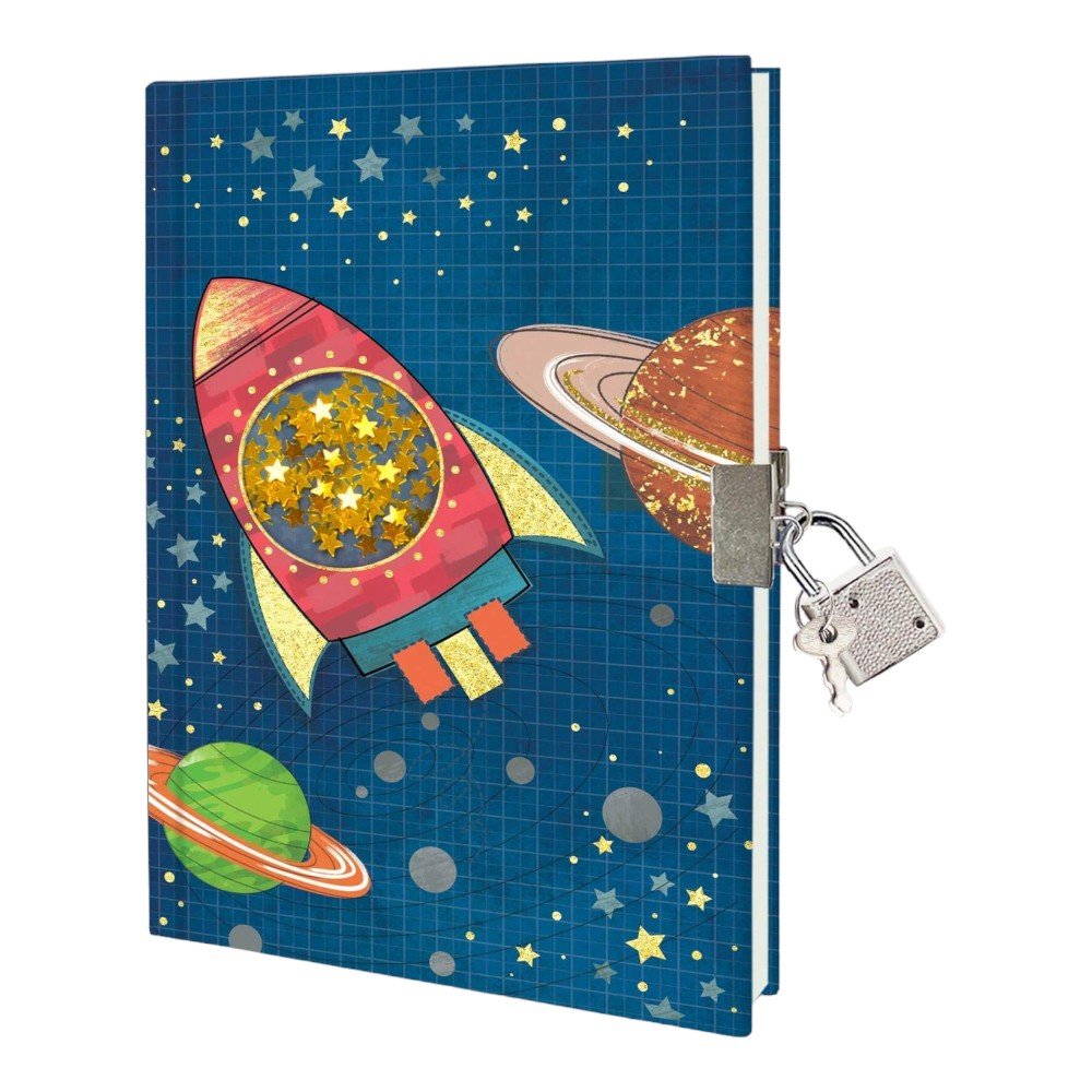 Locking Journal for Kids, Glitter Diary, Lined Notebook, 7x5 Inches - Babies Mall