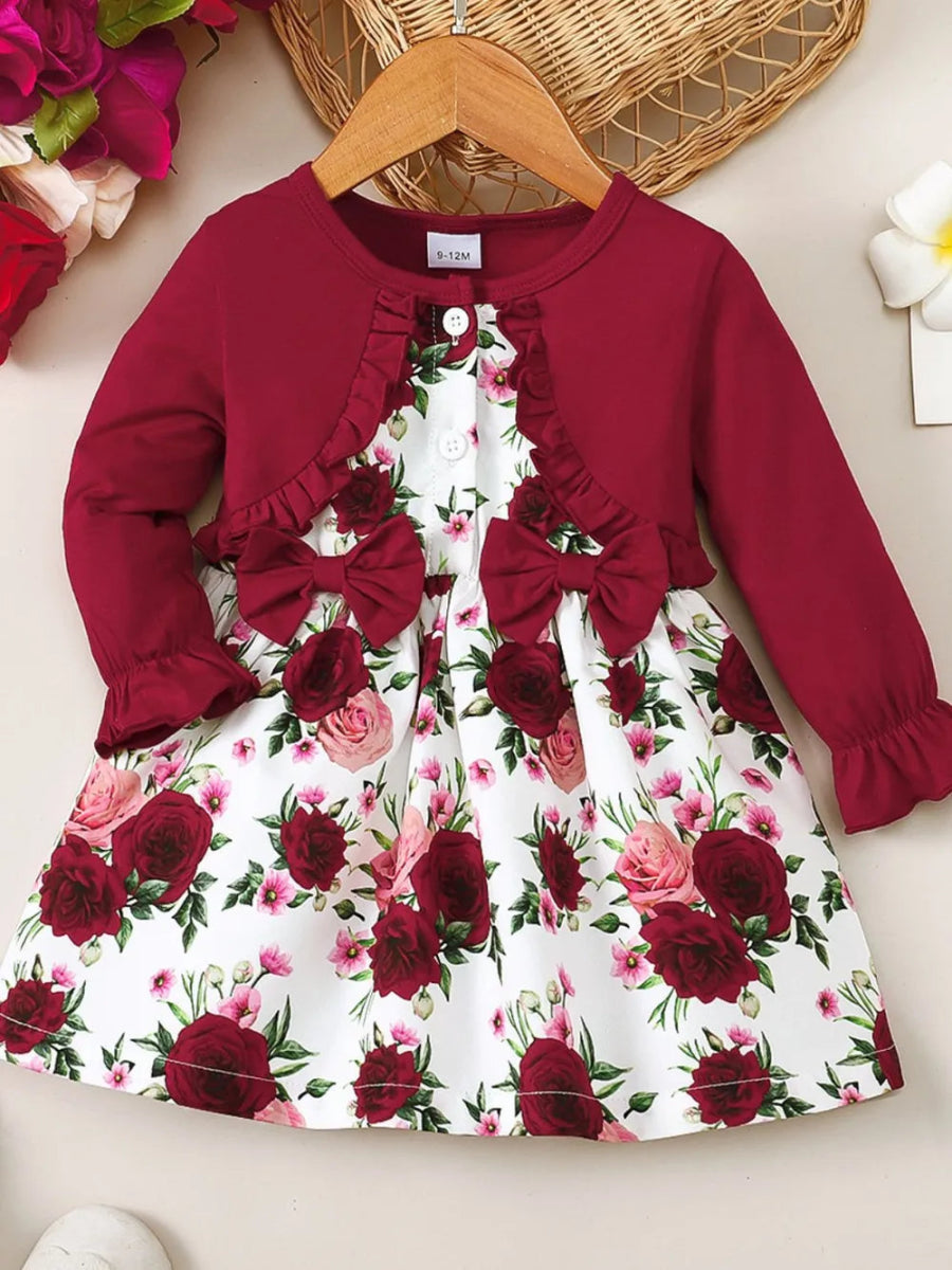 Long Sleeve Baby Romper with Bow Detail – Sizes 6M to 3T - Babies Mall