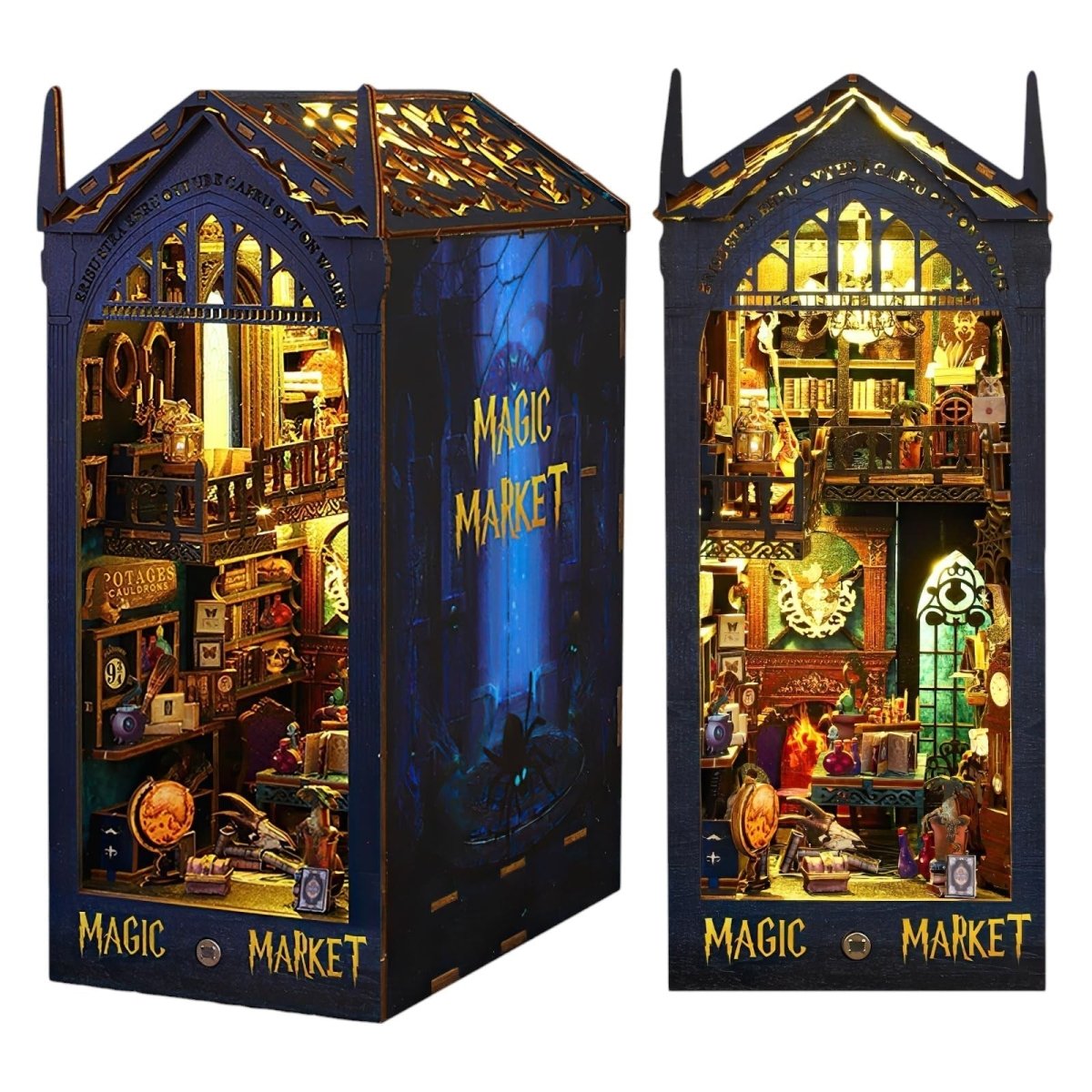 Magic Market Book Nook Kit with LED Lights and DIY Miniatures - Babies Mall