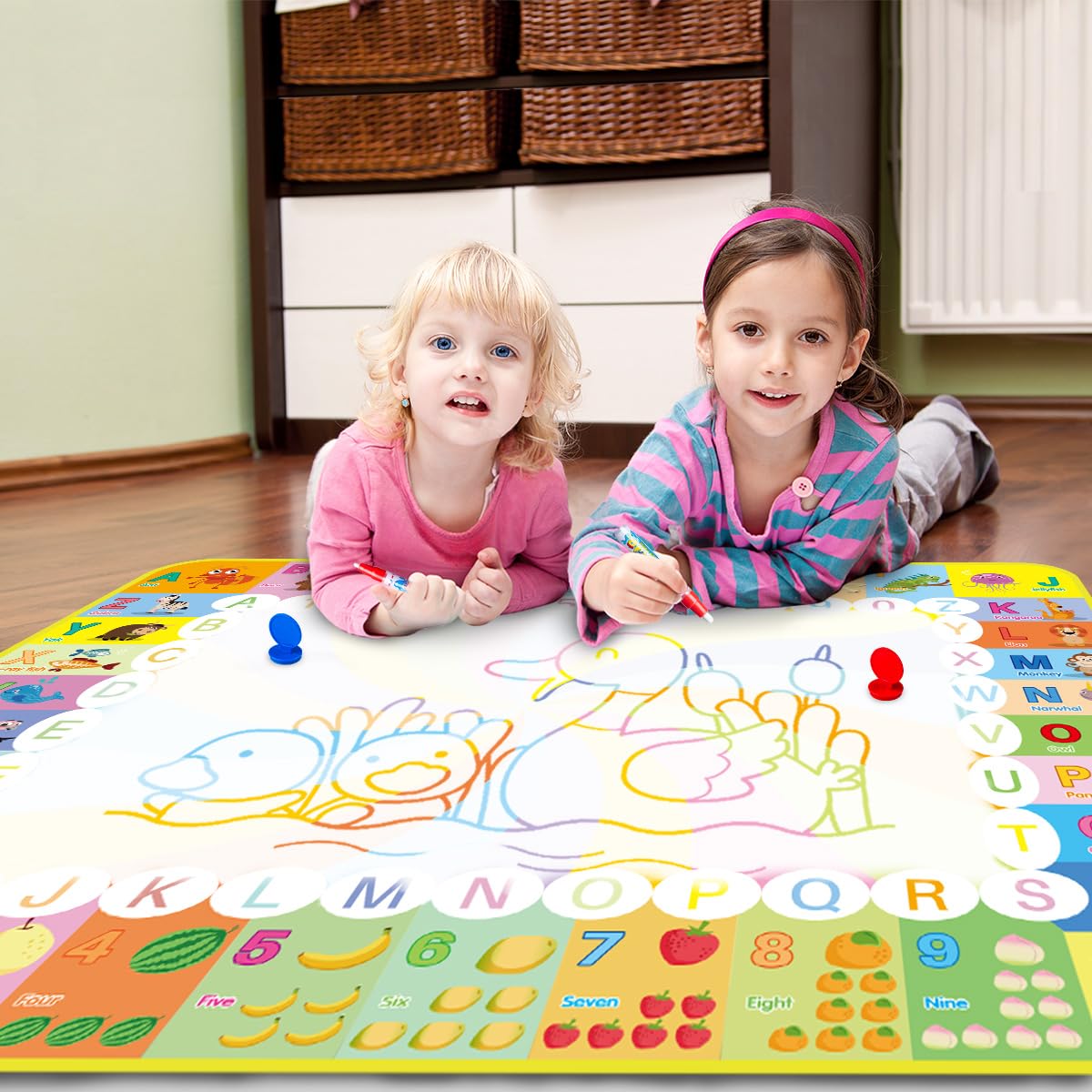Magic Water Drawing Mat 32.7x20.5in. with 20 Accessories, Stamps, Pens - Babies Mall