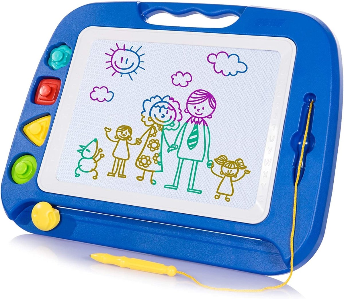 Magnetic Drawing Board for Toddlers 4 - Color Pad with Stamps 10x8in - Babies Mall