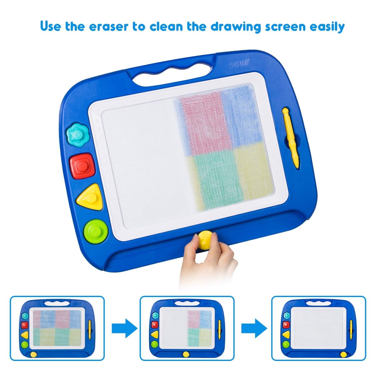 Magnetic Drawing Board for Toddlers 4 - Color Pad with Stamps 10x8in - Babies Mall