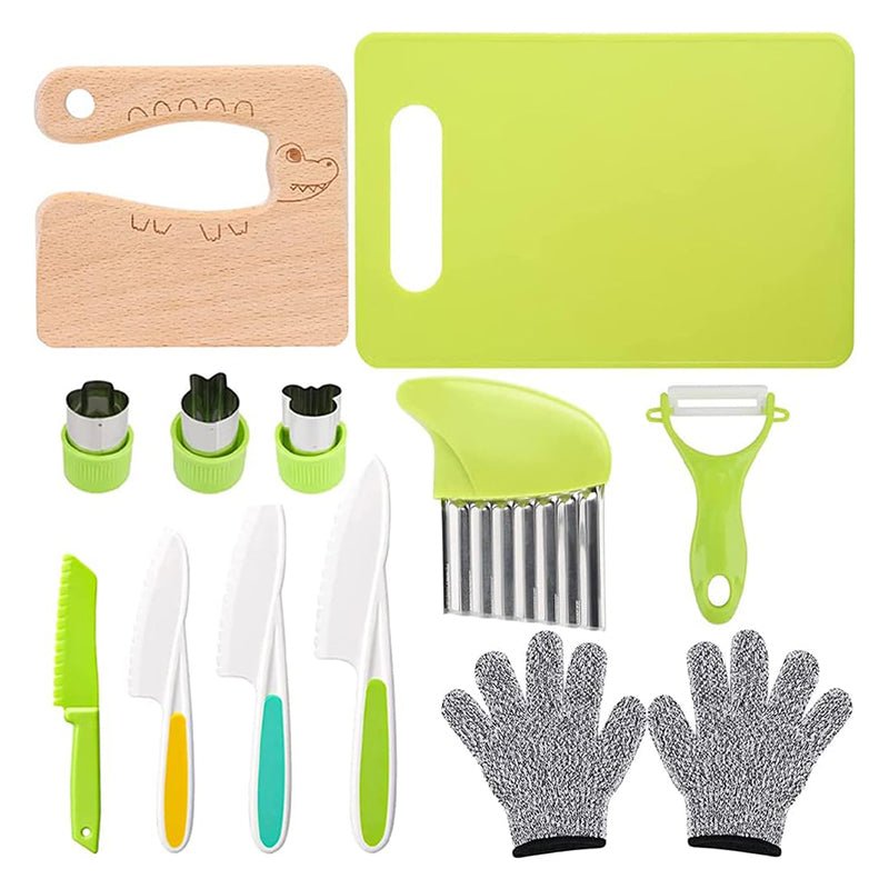 Mini Chef Cooking Toolset - 13 - Piece Real Utensils Knife Set for Toddlers - Babies Mall