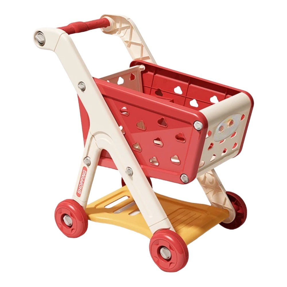 Mini Supermarket Shopping Cart Toy - Pushable Wooden Trolley for Kids - Babies Mall