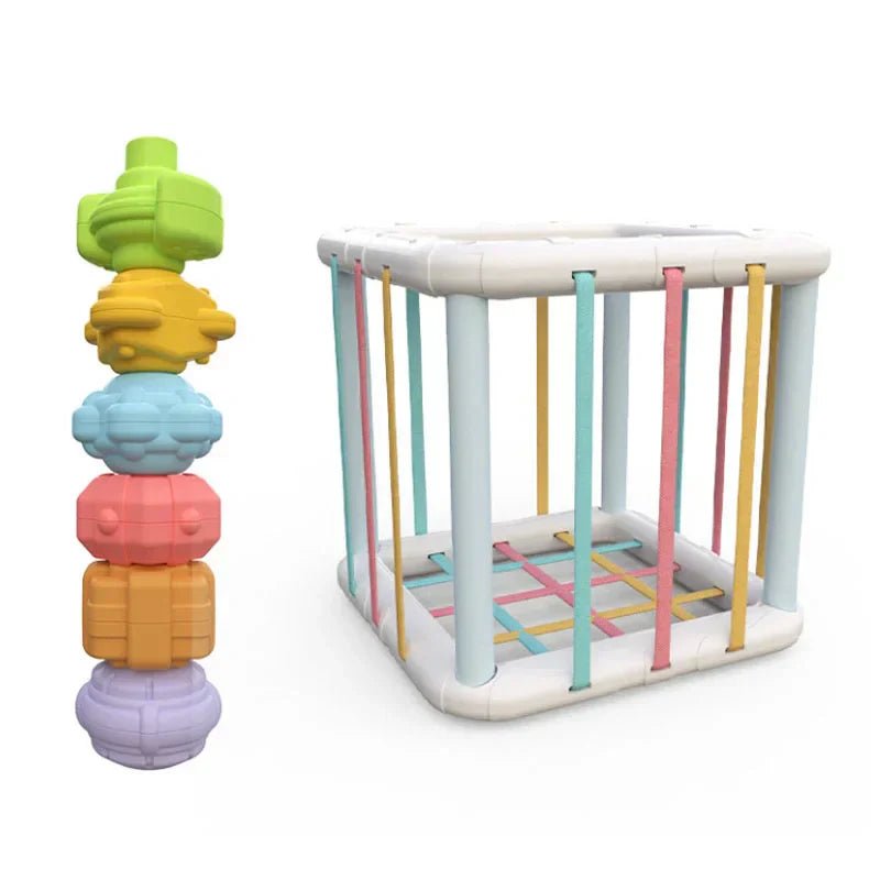 Montessori Baby Shape Sorter with Sensory Bin and Textured Blocks - Babies Mall