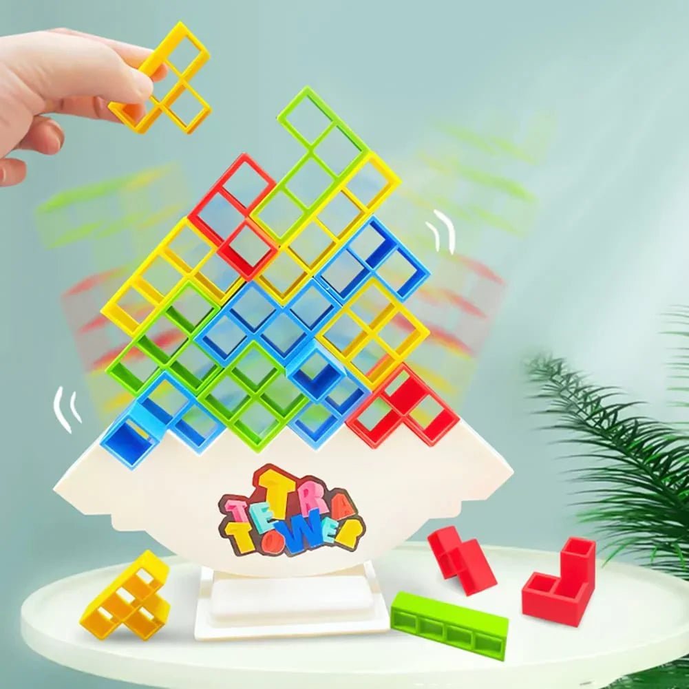 Montessori Balance Game with Tetromino Shapes and Rotating Base - Babies Mall