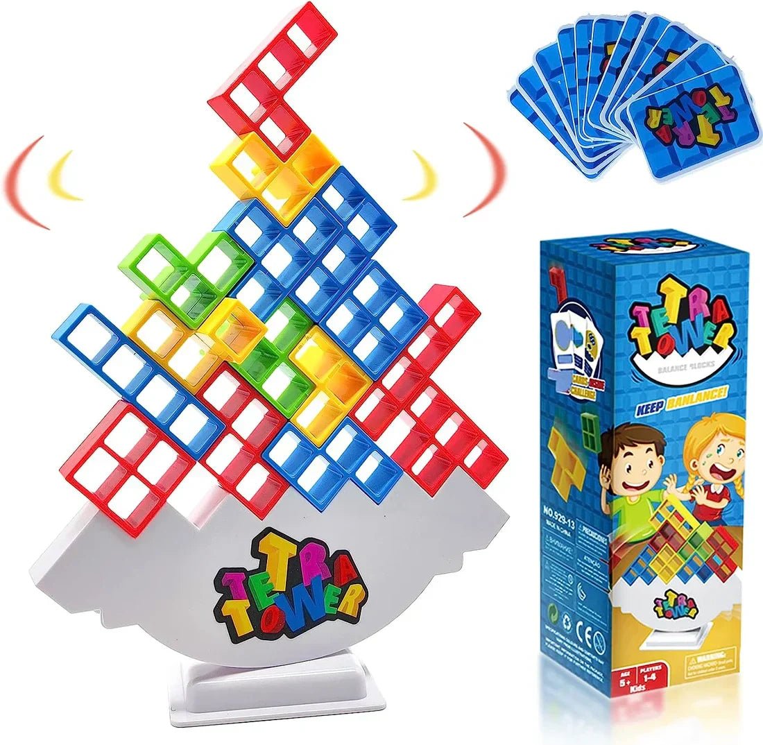 Montessori Balance Game with Tetromino Shapes and Rotating Base - Babies Mall