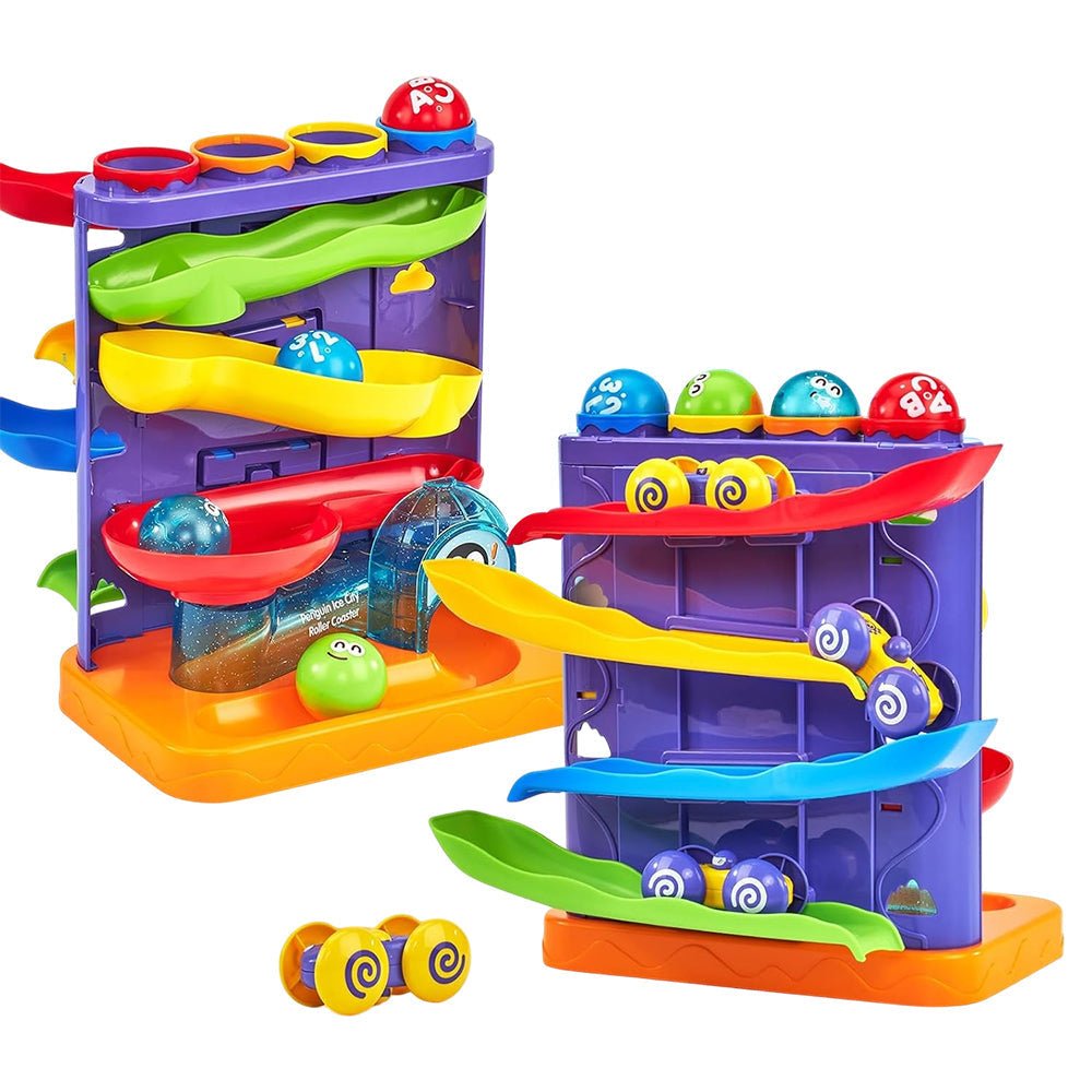 Montessori Ball Hammer Ramp Set with Mini Cars, Toddler Learning Game - Babies Mall