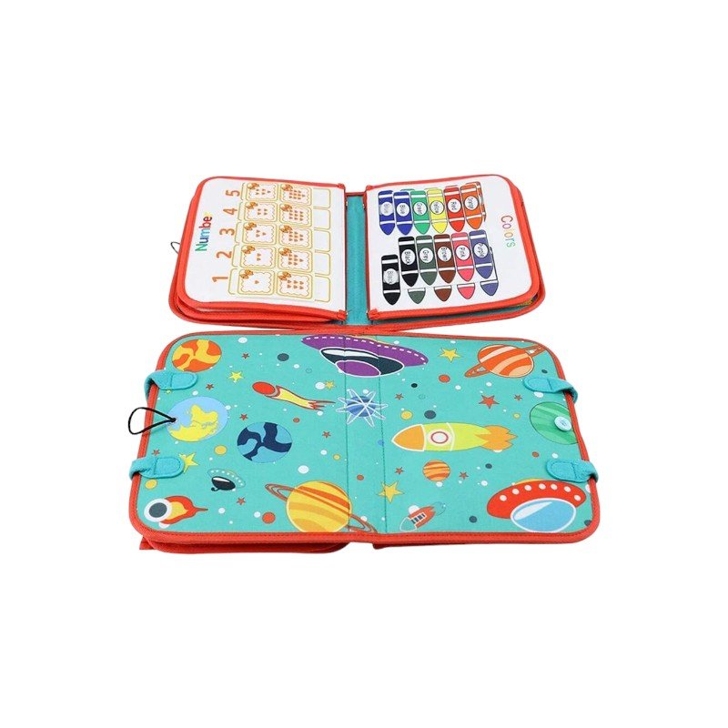 Montessori Busy Board with 5 Layers – Zippers, Buckles & Clock - Babies Mall