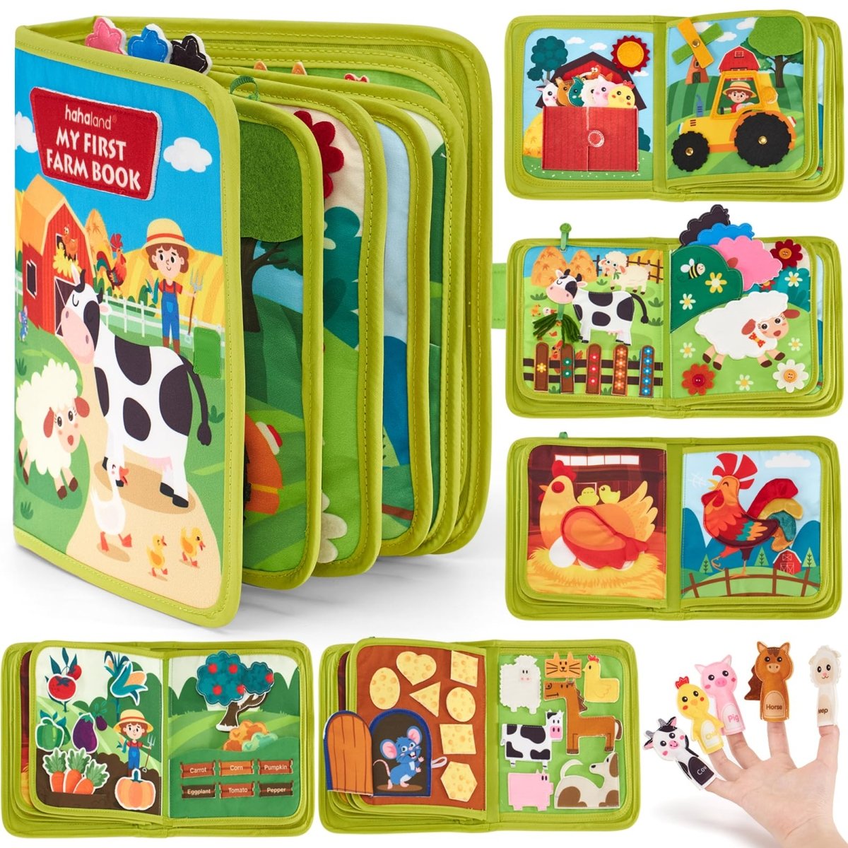Montessori Busy Book with 20 Activities, Farm - Themed Life Skills Board - Babies Mall