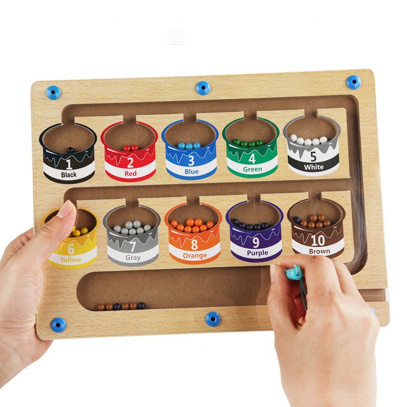 Montessori Magnetic Maze Toy with Beads, Colour Sorting Board Toddlers - Babies Mall