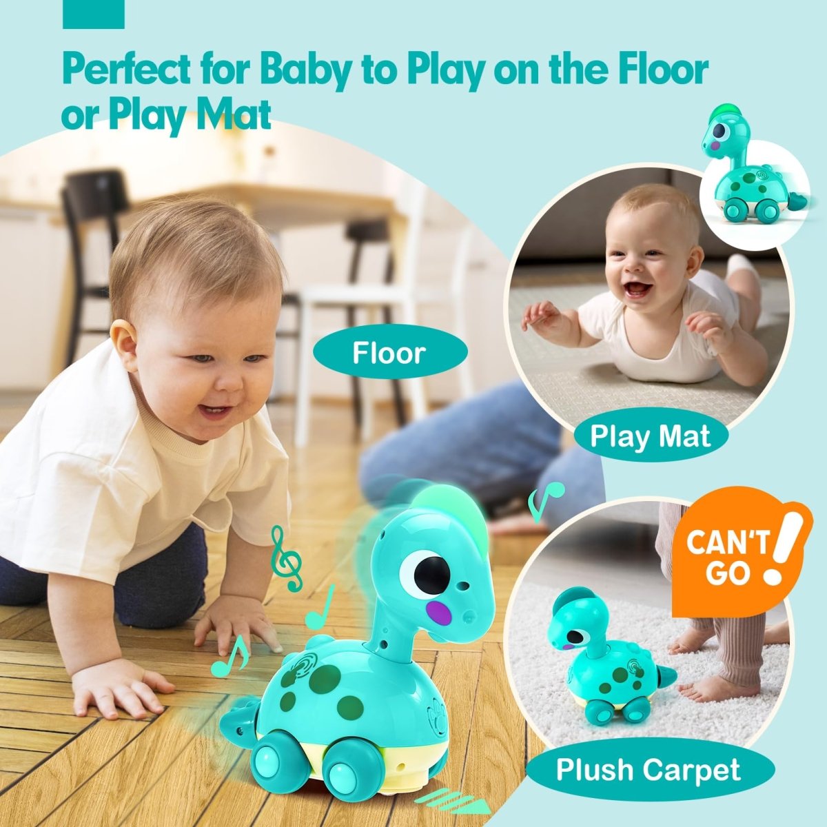 Montessori Musical Crawling Dinosaur Toy Toddlers with Lights Sounds - Babies Mall