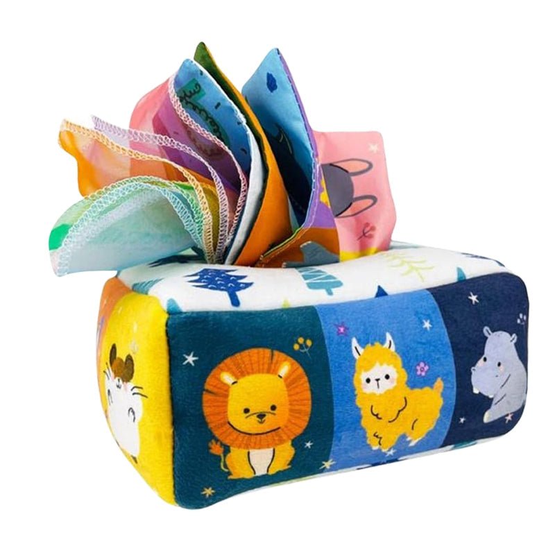 Montessori Tissue Box Toy with Silk, Animals, Numbers & Letters - Babies Mall