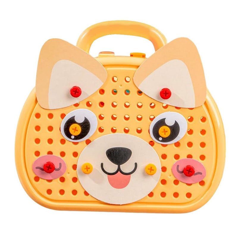 Montessori Toolbox Set with Drill, 204 Pieces in Bear & Dog Suitcase - Babies Mall