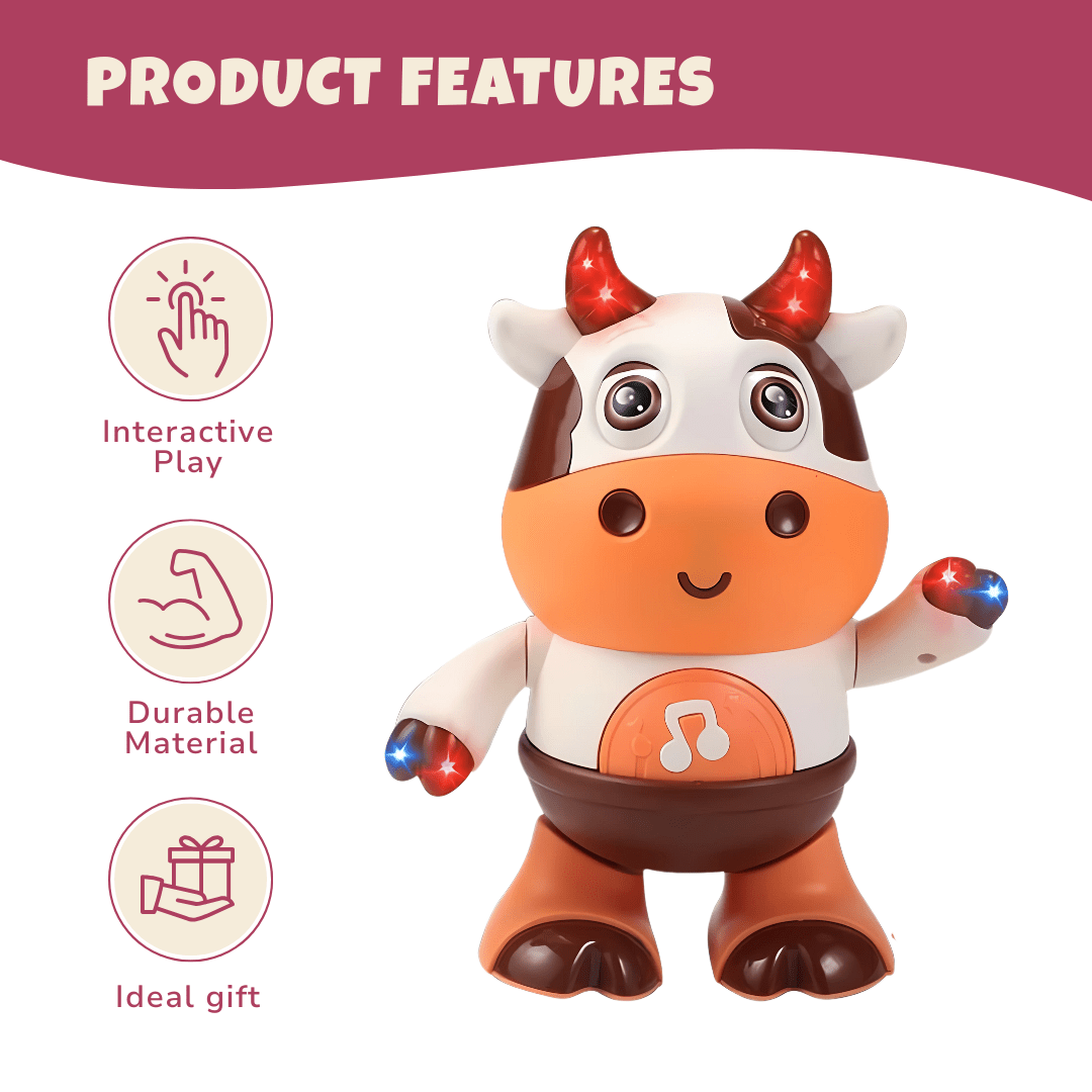 Musical Cow – Singing, Dancing, Walking with LED Lights, Moving Eyes - Babies Mall