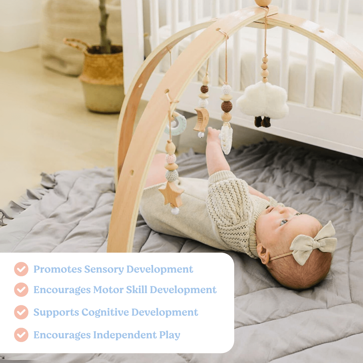 Play Arch Baby Gym with Hanging Toys, Multi - Texture Attachments - Babies Mall