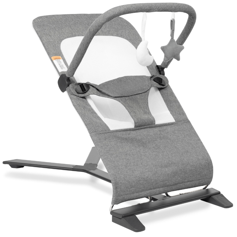 Portable Baby Bouncer with 3 Recline Positions, Mesh Inset, and Toys - Babies Mall