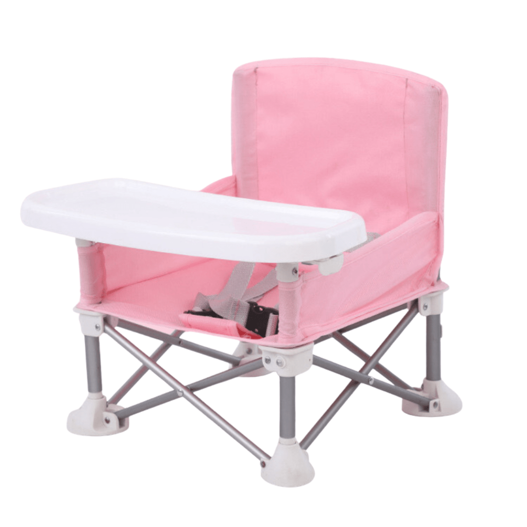 Portable Booster High Chair – Foldable Aluminum Seat with Tray & Travel Bag - Babies Mall
