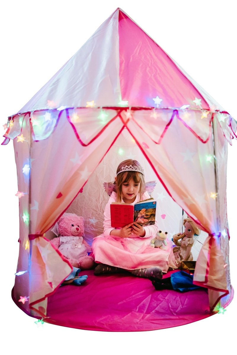 Princess Castle Play Tent with Colorful Star Lights Outdoor and Indoor - Babies Mall