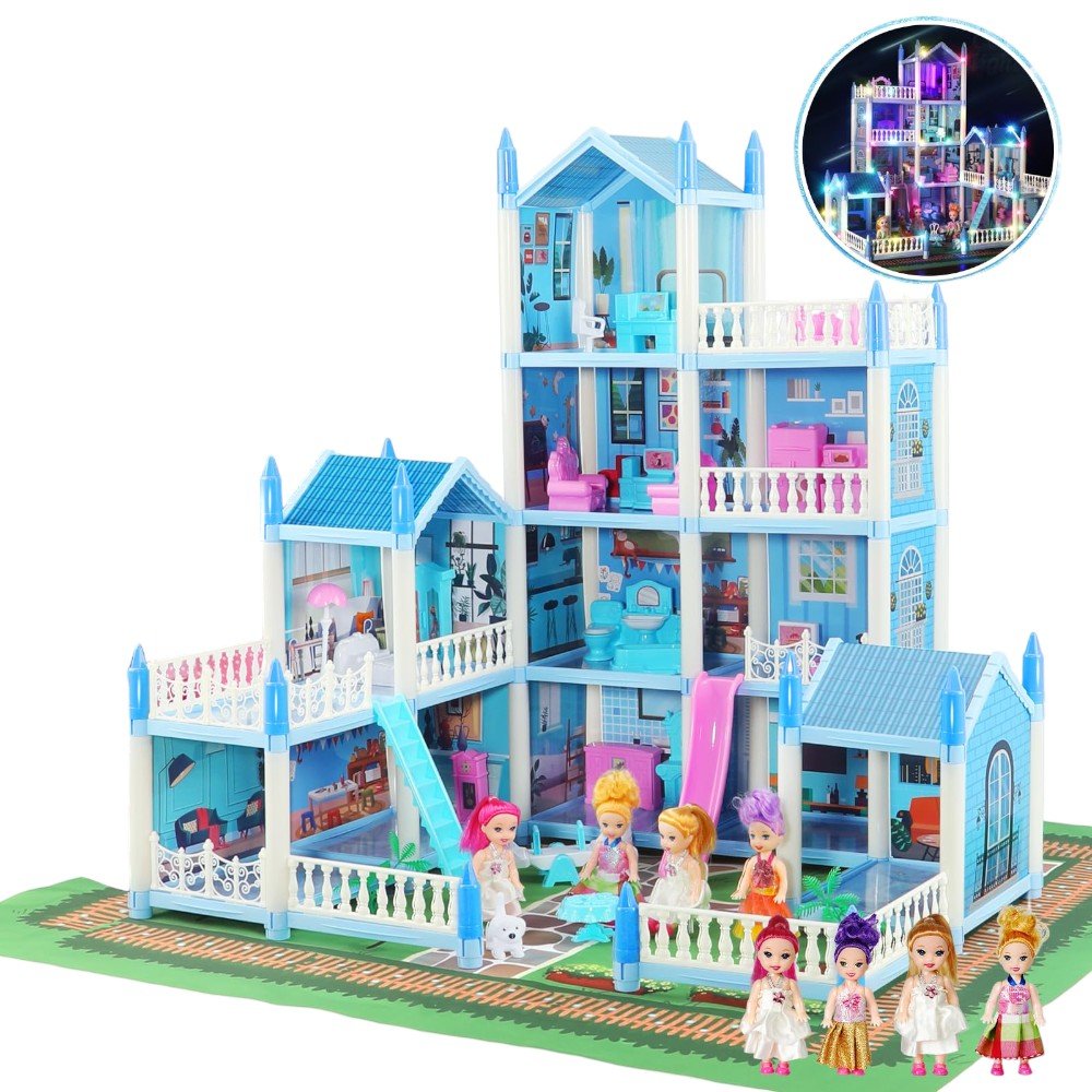 Princess Dollhouse with Lights & Furniture for Kids Playtime - Babies Mall