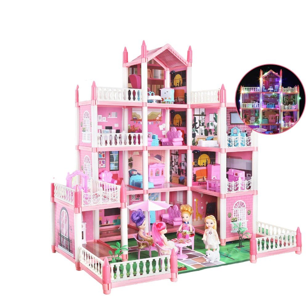 Princess Dollhouse with Lights & Furniture for Kids Playtime - Babies Mall