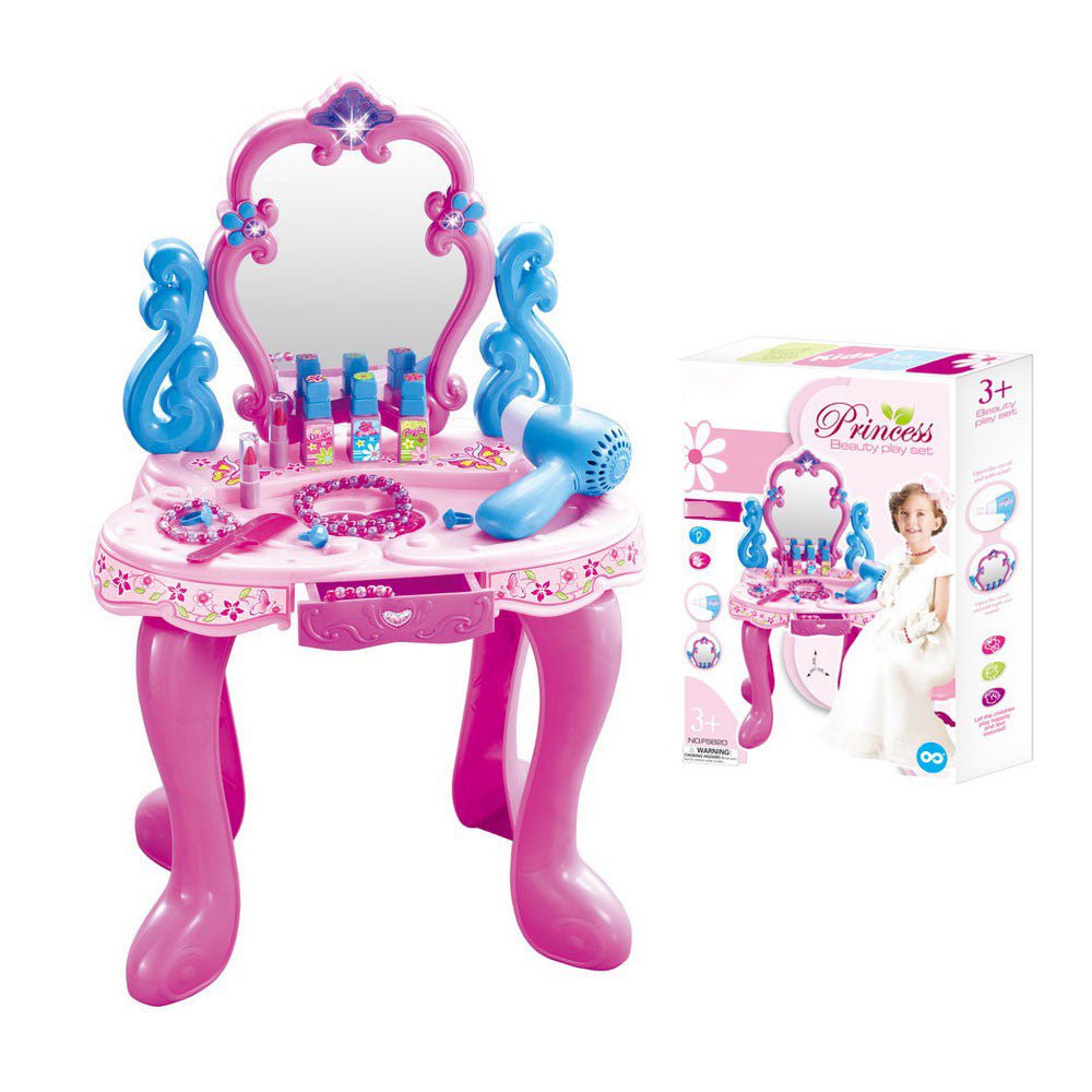 Princess Makeup Playset with Mirror and Accessories Pink & Blue - Babies Mall